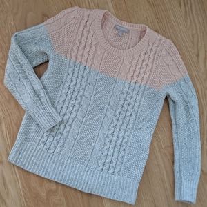 Banana Republic Pink & Gray Cable Knit Sweater